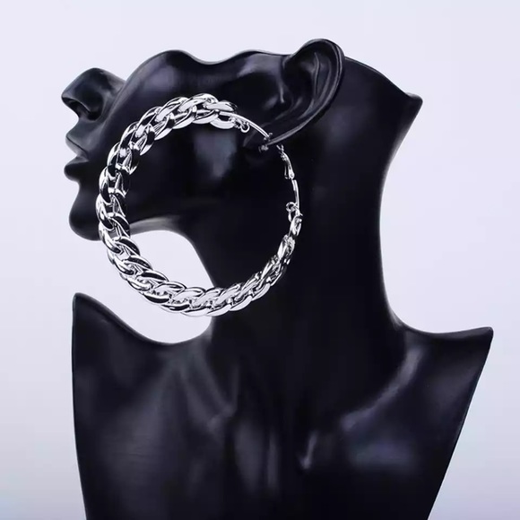 Extra Large Cuban Link Earrings - Picture 3 of 3